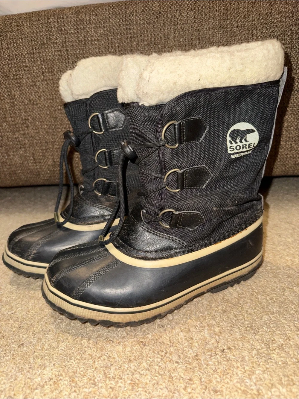Sorel Shearling Cuff Waterproof Snow Boots Kids 4.5 Women’s 6.5